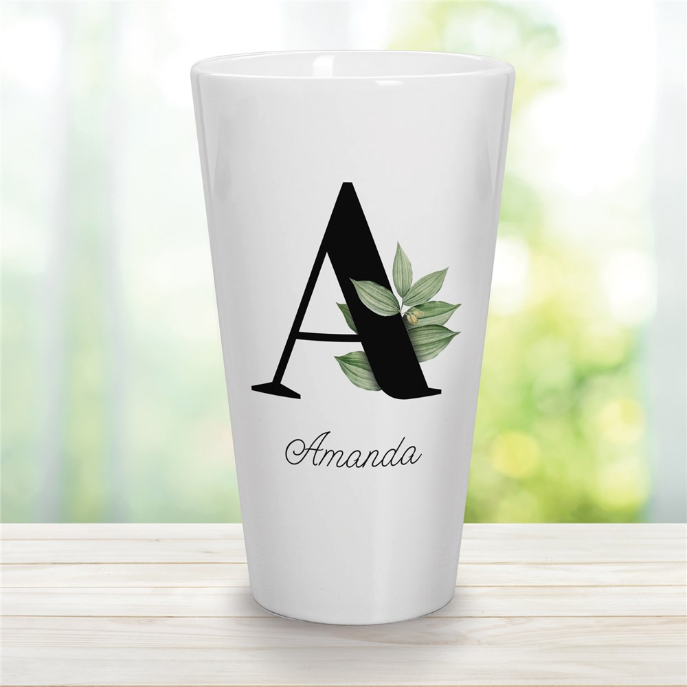 Floral Latte Mug | Floral Initial Personalized Mug