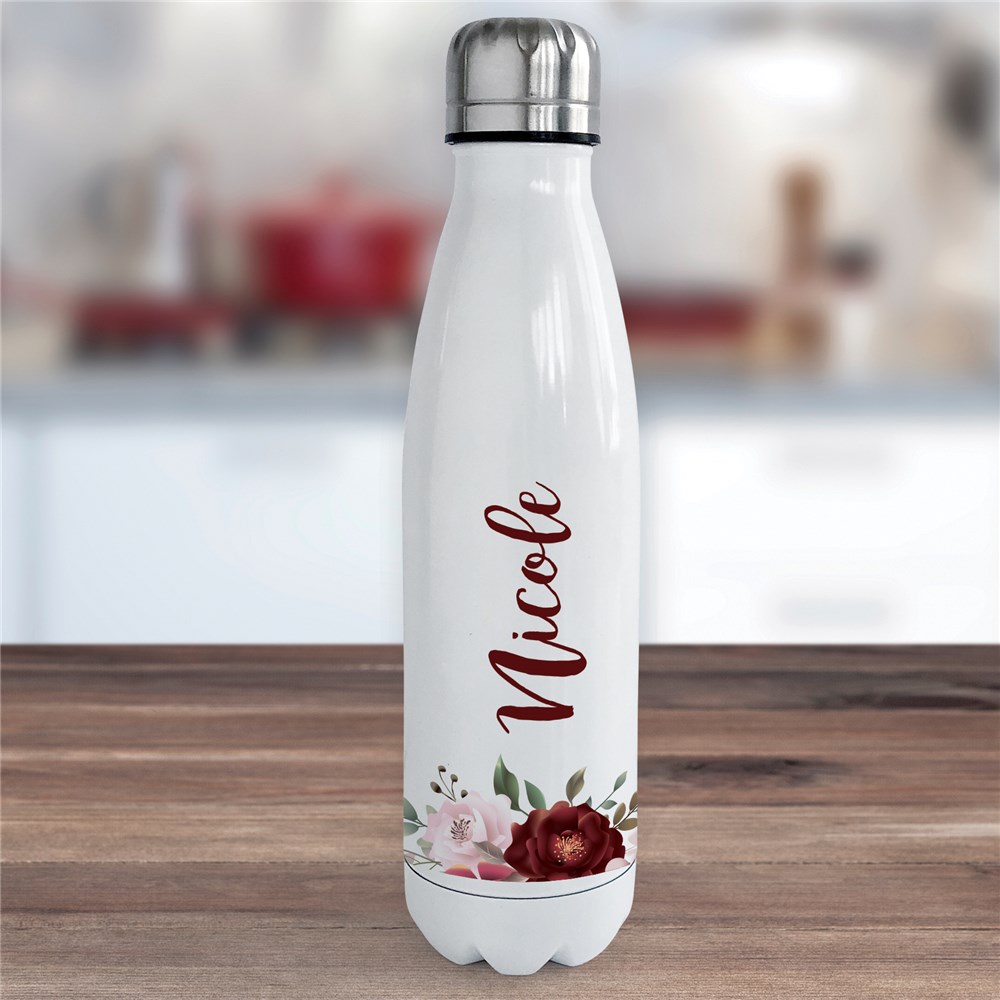 Personalized Water Bottle | Floral Name Insulated Bottle