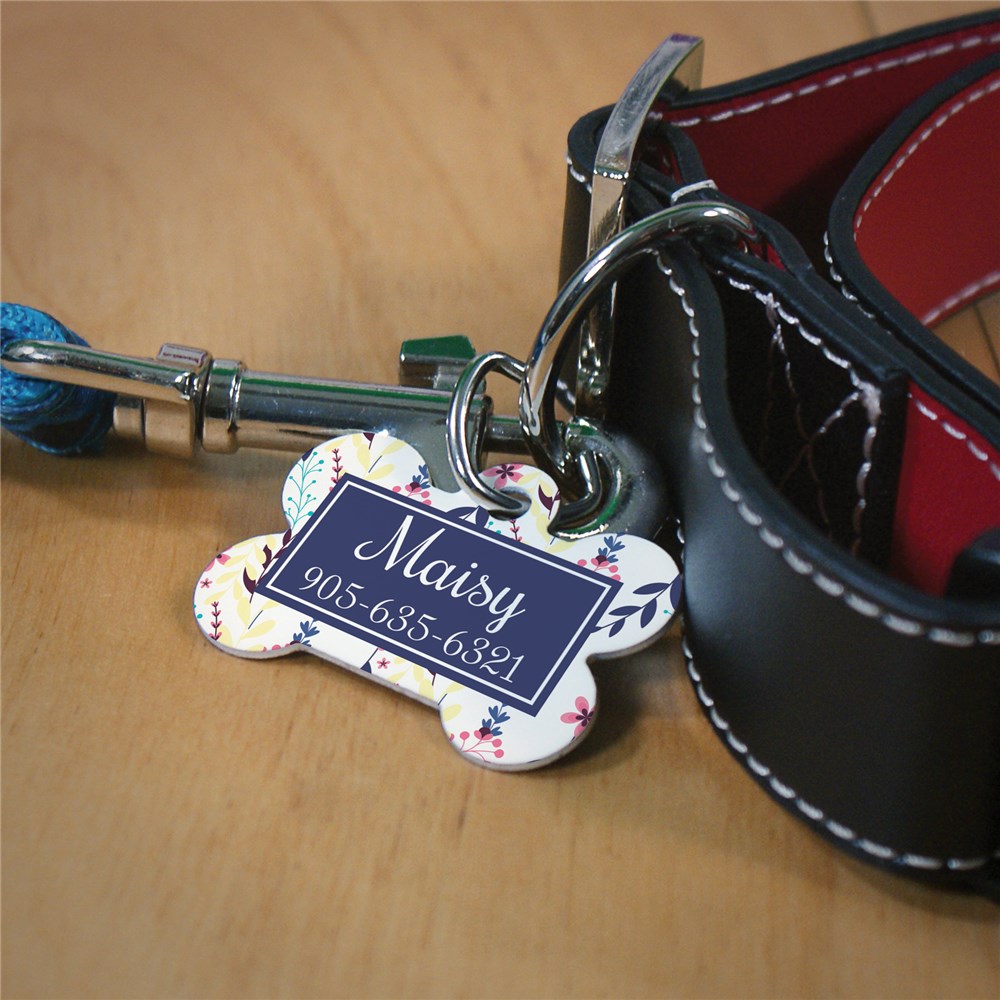 Floral Personalized Pet Tag | Cute Dog Tags For Pets