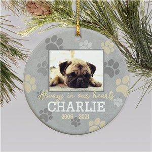 Personalized Always In Our Hearts Paw Print Ornament U1537810