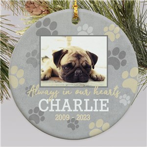 Personalized Always In Our Hearts Paw Print Ornament U1537810