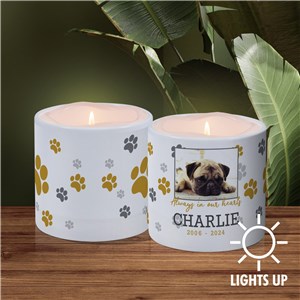 Personalized Always In Our Hearts Paw Print LED Candle with Holder U15378171