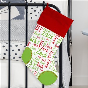 Word-Art Name Personalized Stocking | Word Cloud Name Stocking