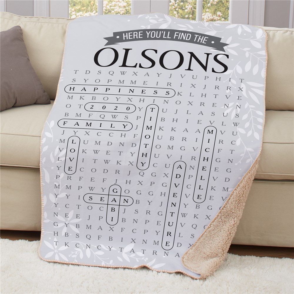 Personalized Word Search Blanket | Unique Word Search Gifts