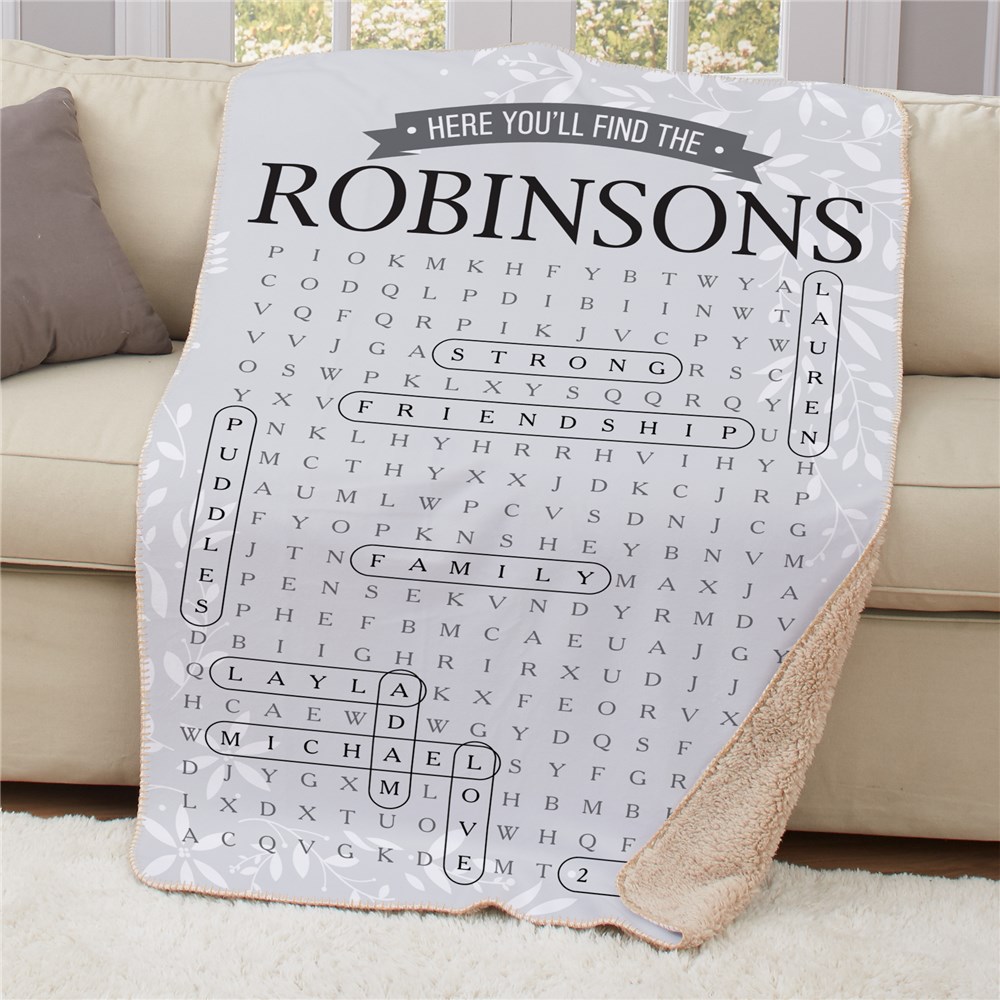 Personalized Word Search Blanket | Unique Word Search Gifts