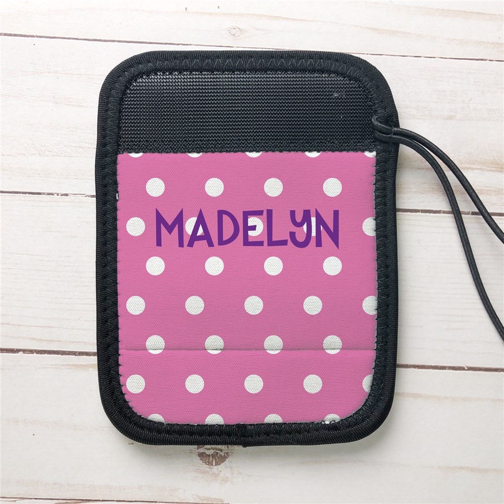 Personalized Luggage Grabber | Pink Polka Dot Luggage Grip