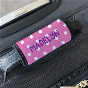 Personalized Luggage Grabber | Pink Polka Dot Luggage Grip