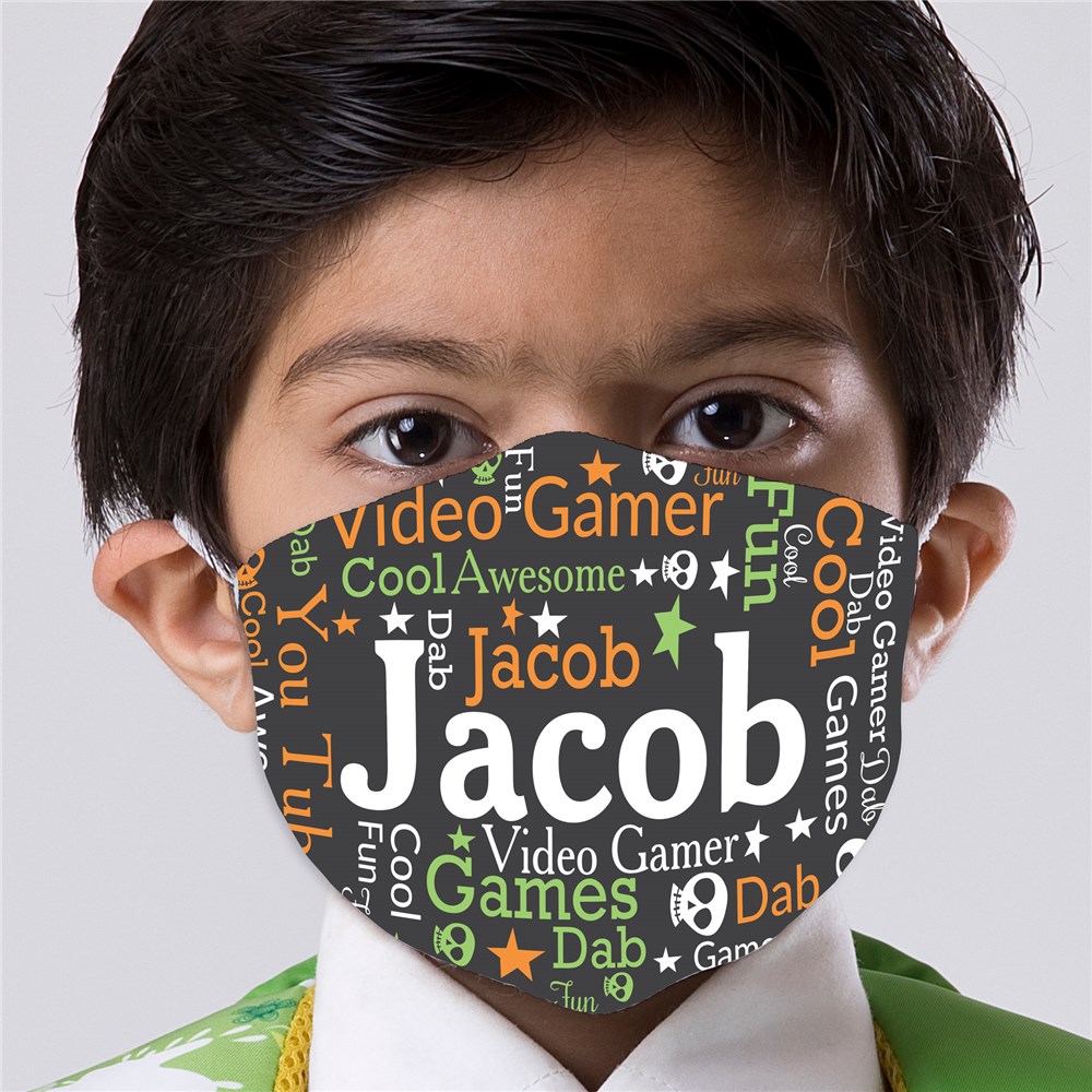 Personalized Name Word Art Child Face Mask