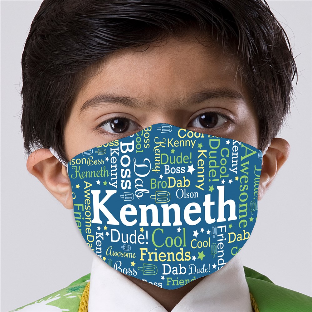 Personalized Name Word Art Child Face Mask