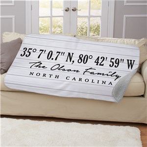 Personalized Coordinates with White Wood 50x60 Sherpa Throw U15685119X