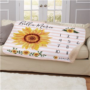 Personalized Sunflower Baby Monthly Milestone 50x60 Sherpa Blanket U15691119X