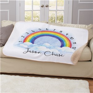 Personalized Rainbow Baby Monthly Milestone 50x60 Sherpa Blanket U15696119X