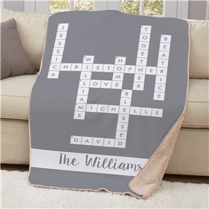 Personalized Crossword Blanket | Sherpa Blanket for Puzzle Fans