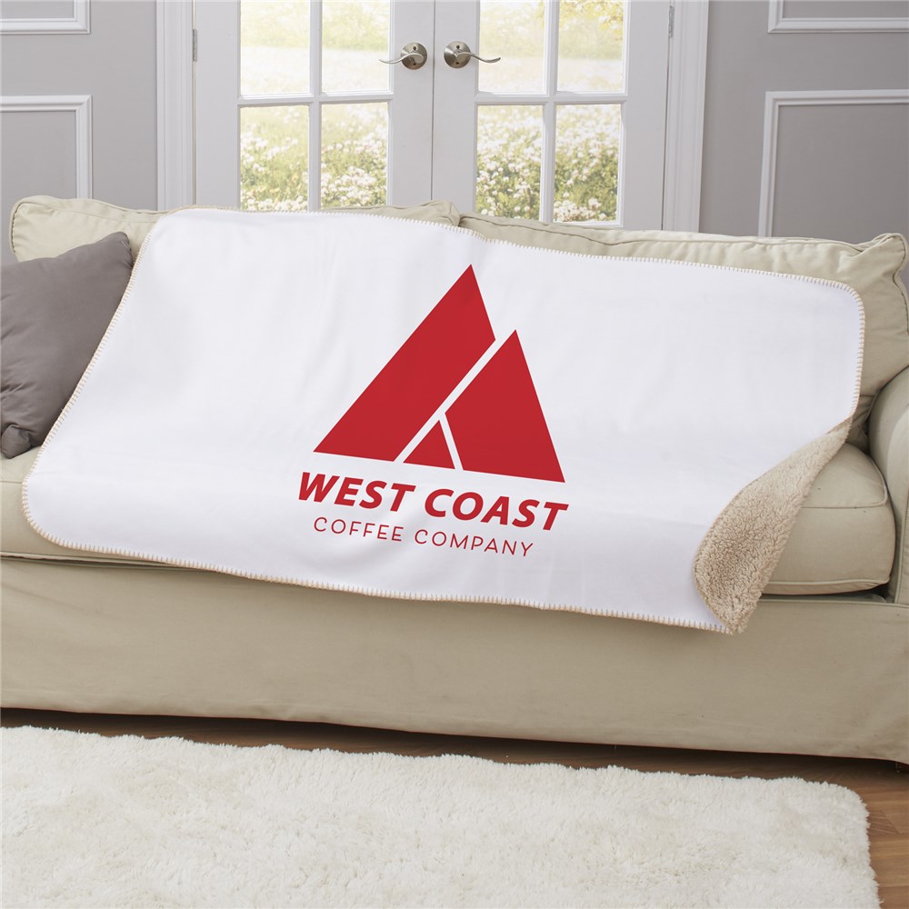 Personalized Corporate Logo Sherpa Blanket GiftsForYouNow