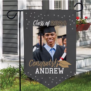 Personalized Class Of With Confetti Graduation Pennant Garden Flag