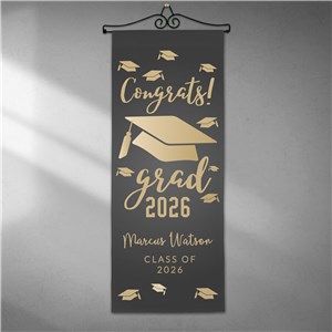 Personalized Congrats Grad with Hats Wall Hanging