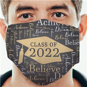 Personalized Grad Cap Word Art Face Mask