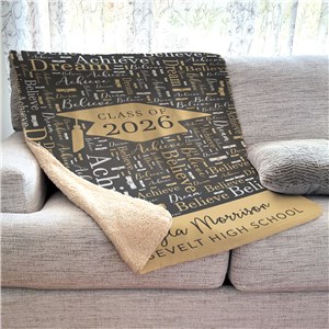 Personalized Graduation Word-Art Blanket