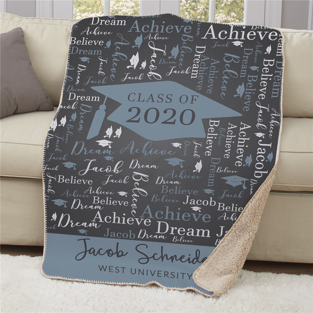 Personalized Class Of Graduation WordArt Sherpa Blanket