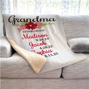 Personalized Established With Flowers Sherpa Blanket