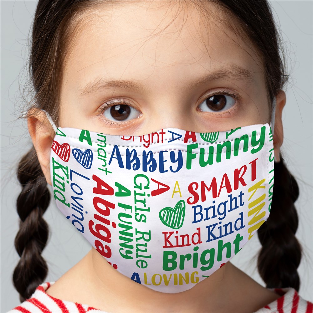 Personalized Kid Name Word Art Face Mask