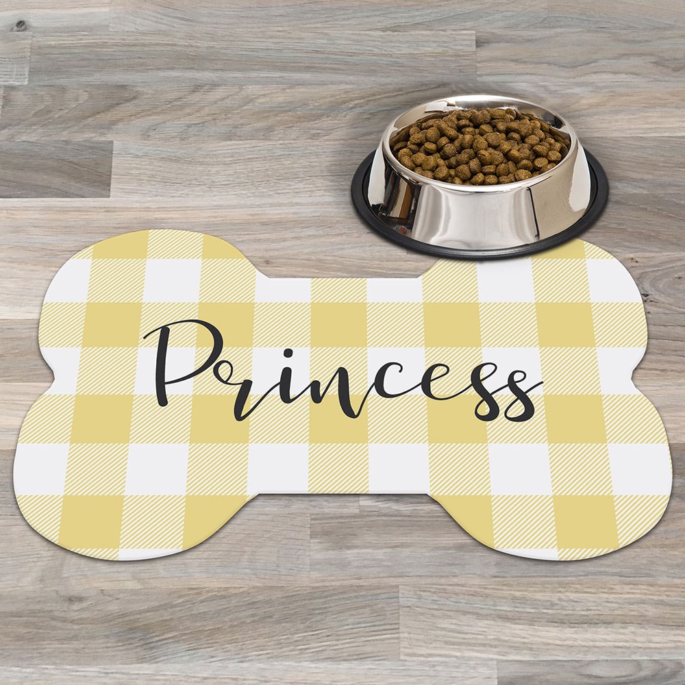 Personalized Plaid Dog BoneShaped Mat GiftsForYouNow