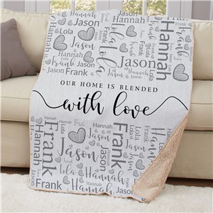 Personalized Family Blended With Love Word Art 50x60 Sherpa Blanket