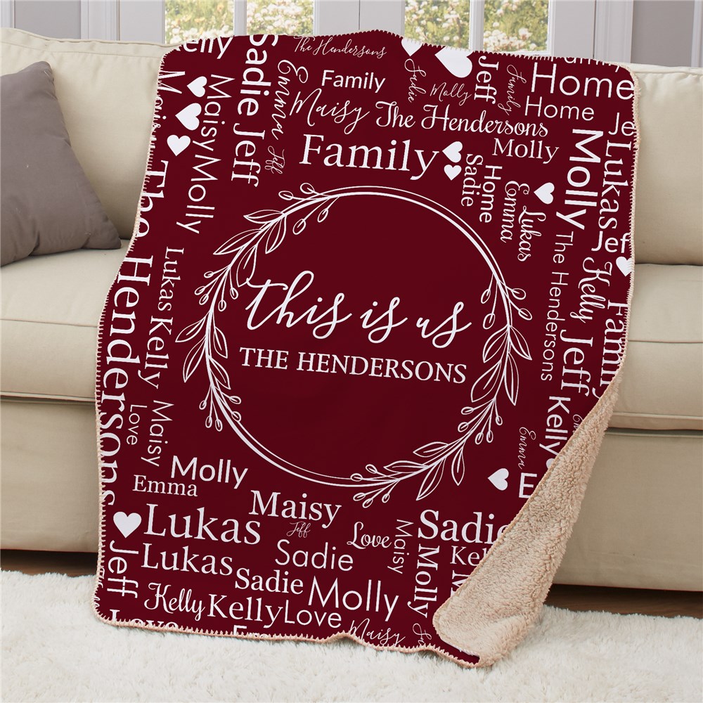 This Is Us Personalized Blanket with Word Art Design