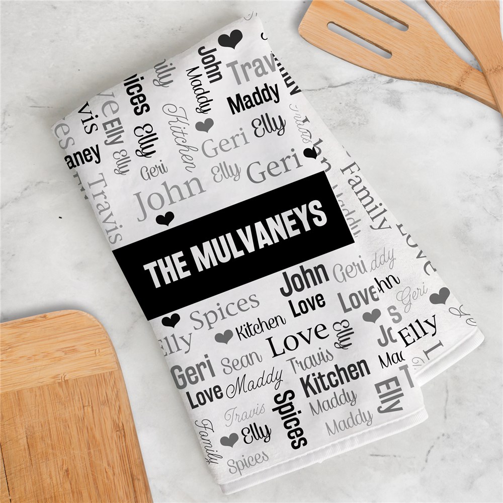 Personalized Familly Banner Word Art Dish Towel