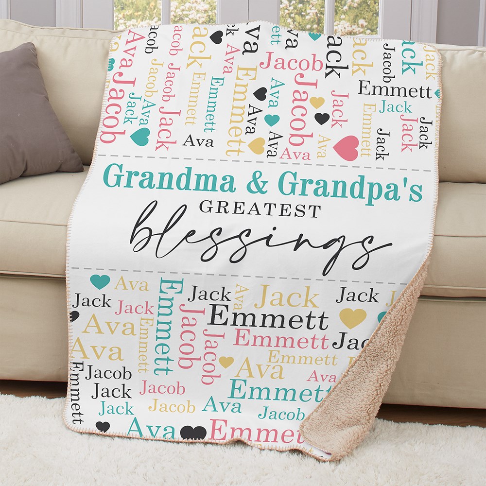 Personalized Greatest Blessings Word-Art Sherpa Blanket