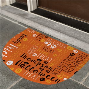 Personalized Trick or Treat Word Art Half Round Halloween Doormat
