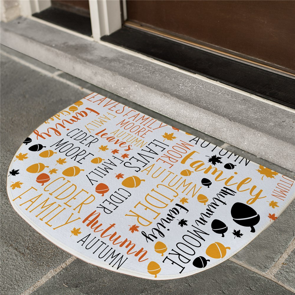 Personalized Trick or Treat Word Art Half Round Halloween Doormat