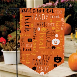 Personalized Trick or Treat Word Art Pennant Garden Flag
