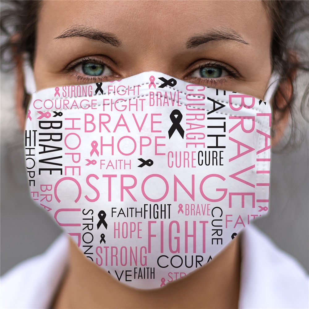 Breast Cancer Awareness Word Art Face Mask
