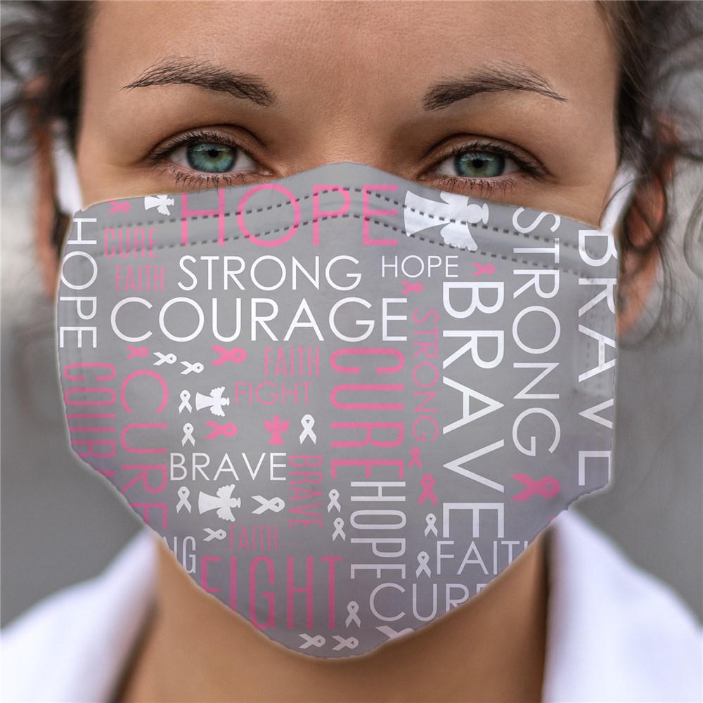 Breast Cancer Awareness Word Art Face Mask