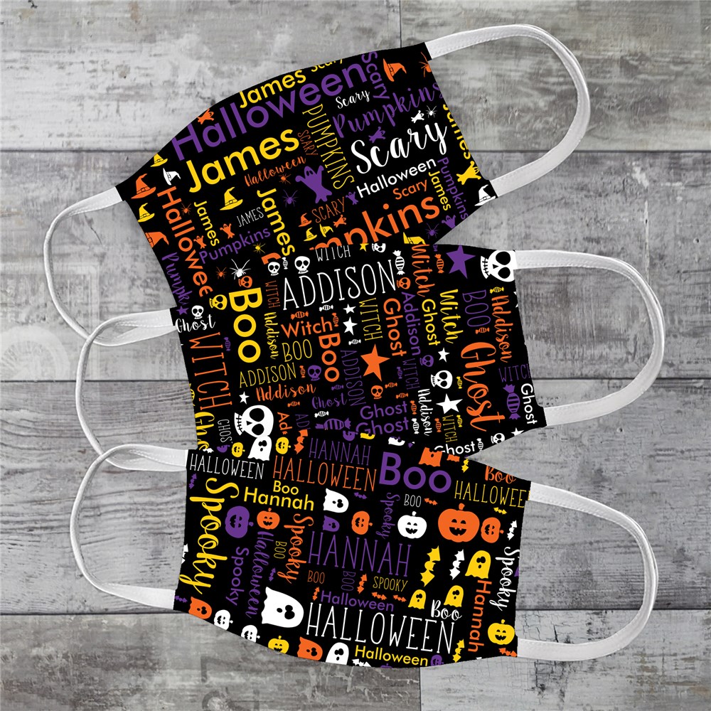 Spooky Halloween Word Art Youth Face Mask
