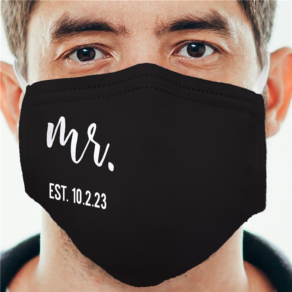 Personalized Mr. & Mrs. Wedding Date Face Mask GiftsForYouNow