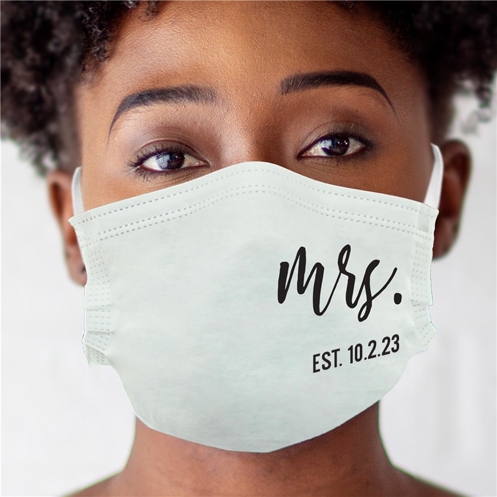 Personalized Mr. & Mrs. Wedding Date Face Mask GiftsForYouNow