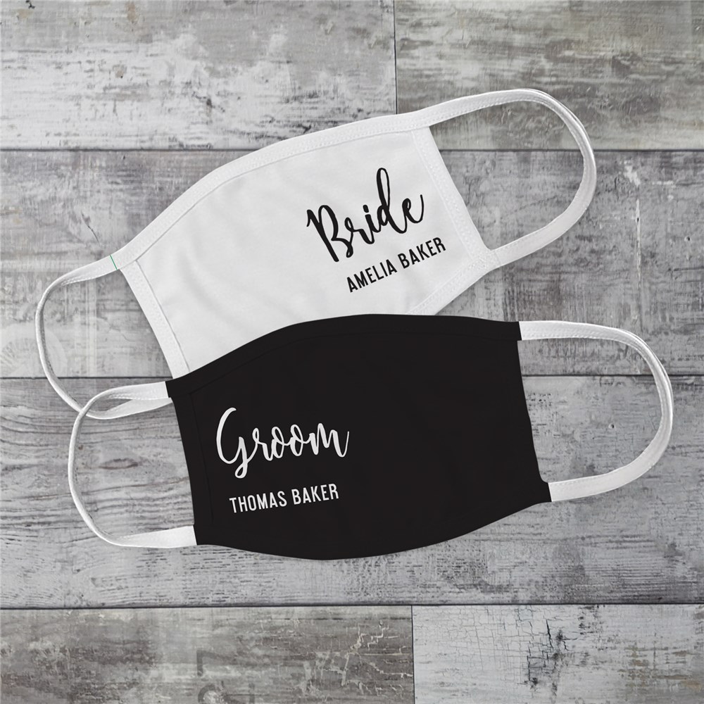 Personalized Groom & Bride Wedding Face Mask