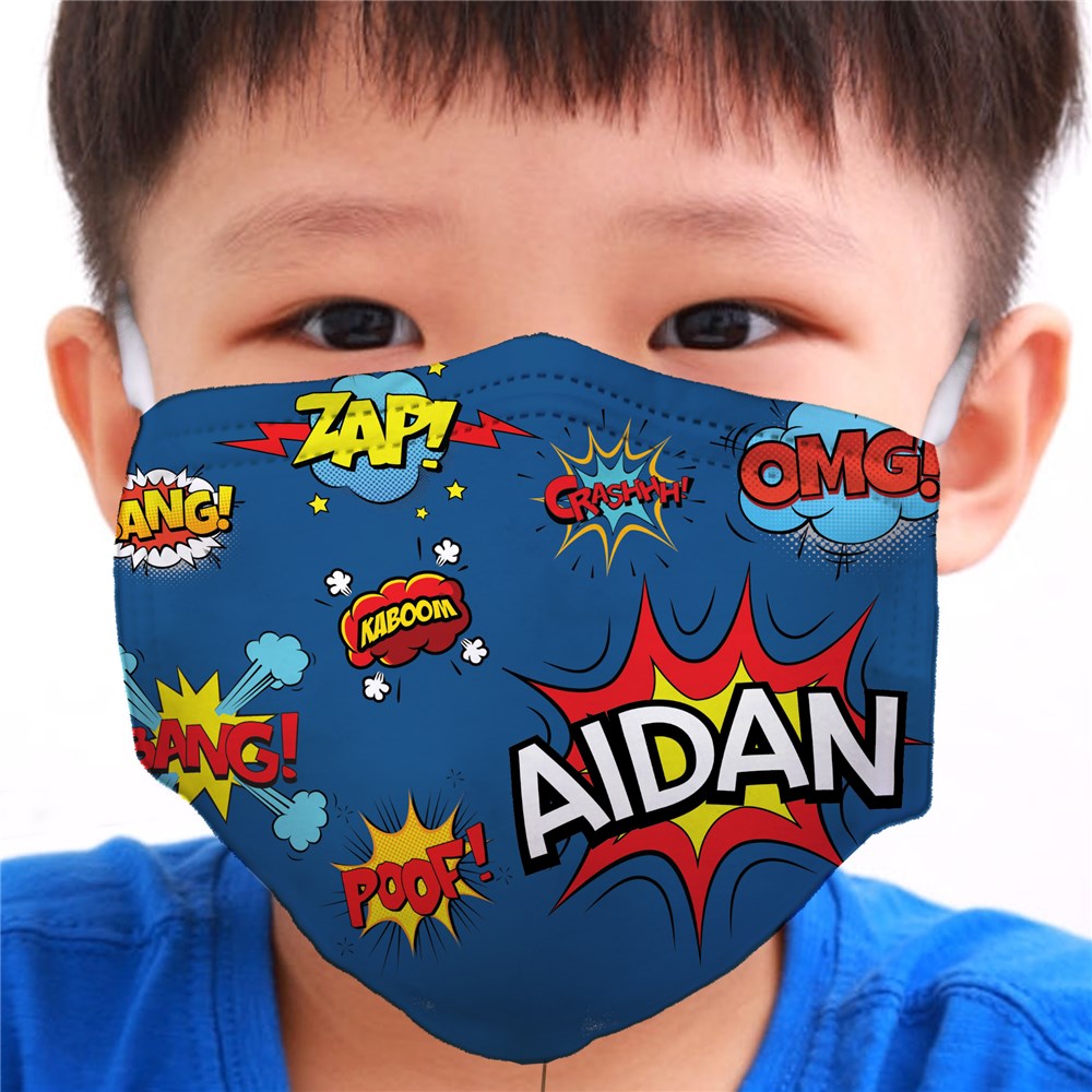 Personalized Comic Book Youth Face Mask