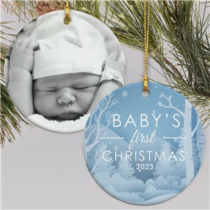 Personalized Baby's First Christmas Photo Double Sided Round Ornament