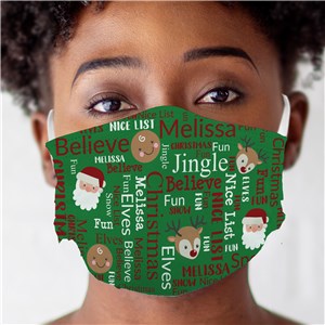 Personalized Christmas Character Word Art Face Mask