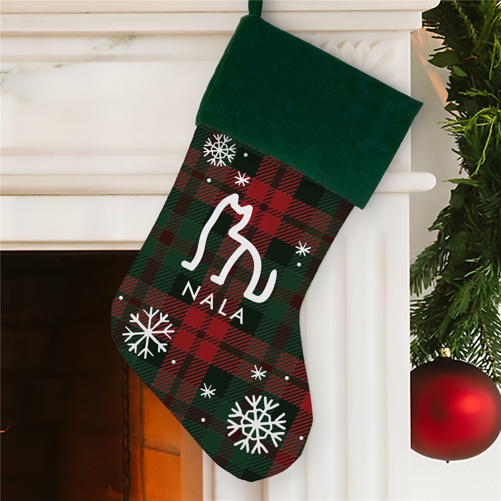 Personalized Plaid Christmas Stocking for Dogs or Cats