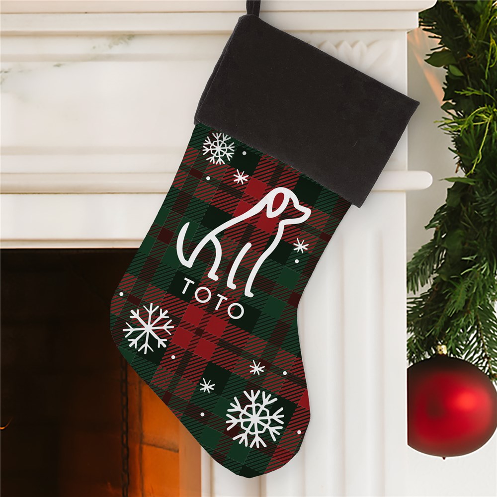 Personalized Plaid Christmas Stocking for Dogs or Cats