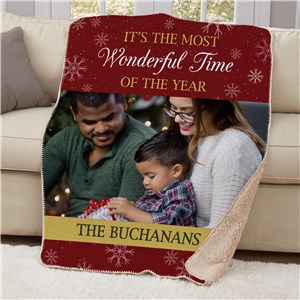 Personalized Most Wonderful Time Photo Sherpa Blanket