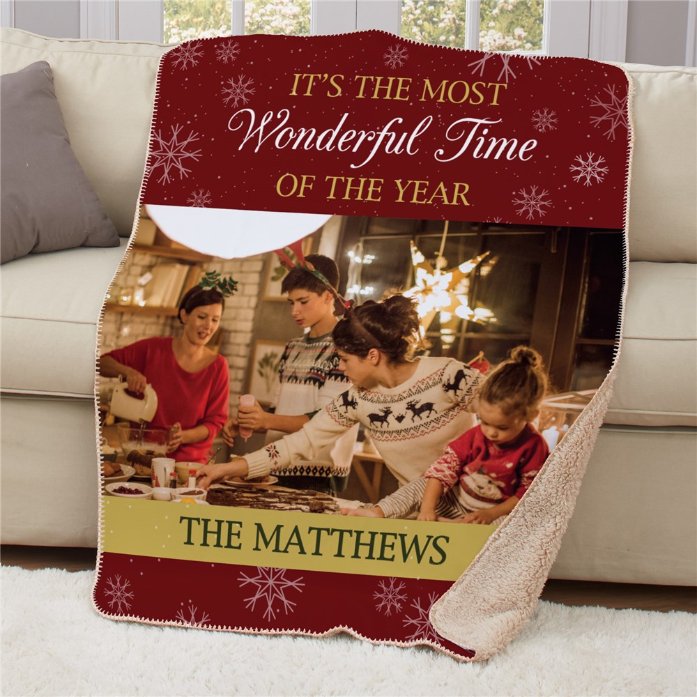 Personalized Most Wonderful Time Photo Sherpa Blanket