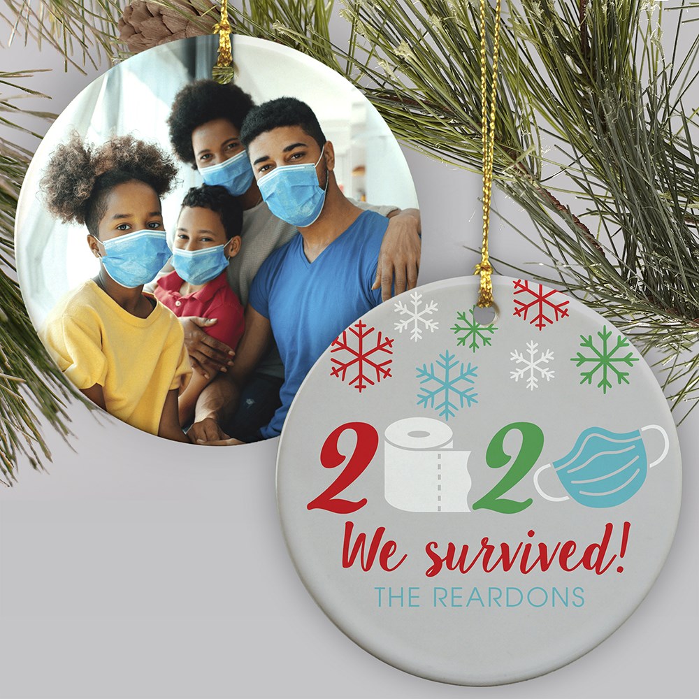 Personalized We Survived Photo Double Sided Round Ornament