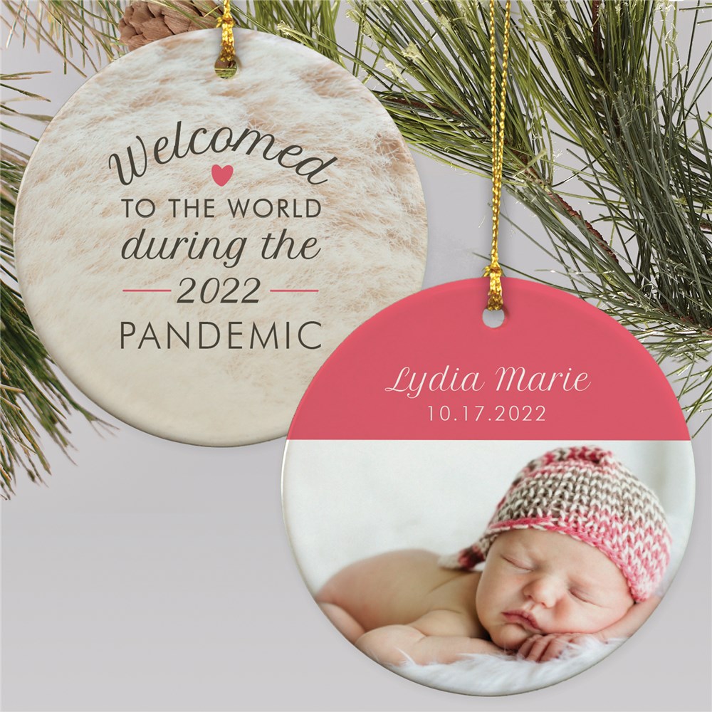 Personalized Welcomed to the World Double Sided Round Ornament