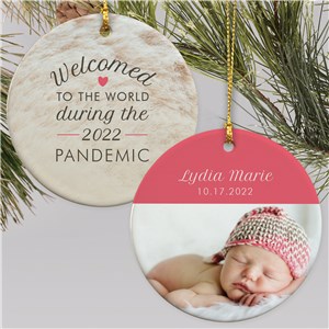 Personalized Welcomed to the World Double Sided Round Ornament