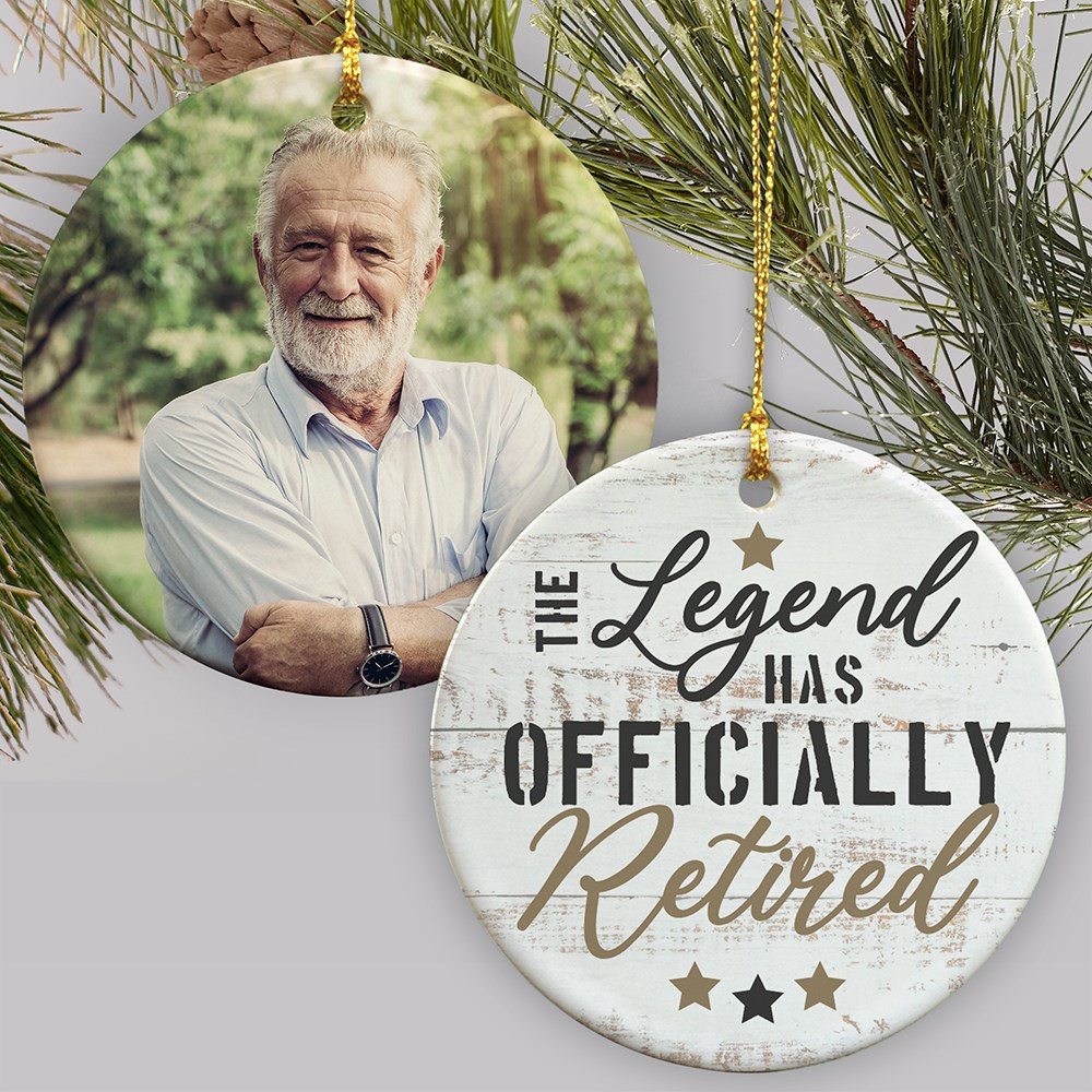 Personalized Retirement Legend Photo Double Sided Round Ornament